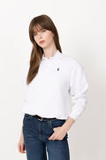 Polo-Collar Fleece Pullover - White