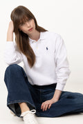 Polo-Collar Fleece Pullover - White