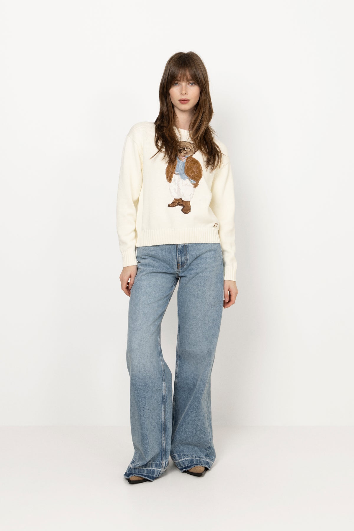 Polo Bear Cotton Crewneck Sweater - Parchment Cream