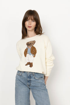 Polo Bear Cotton Crewneck Sweater - Parchment Cream
