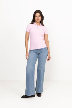 Slim Fit Stretch Polo Shirt - Sunkissed Pink