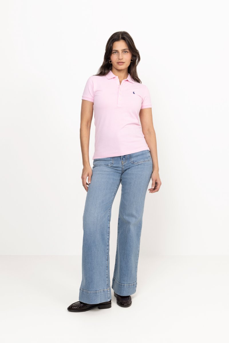 Slim Fit Stretch Polo Shirt - Sunkissed Pink