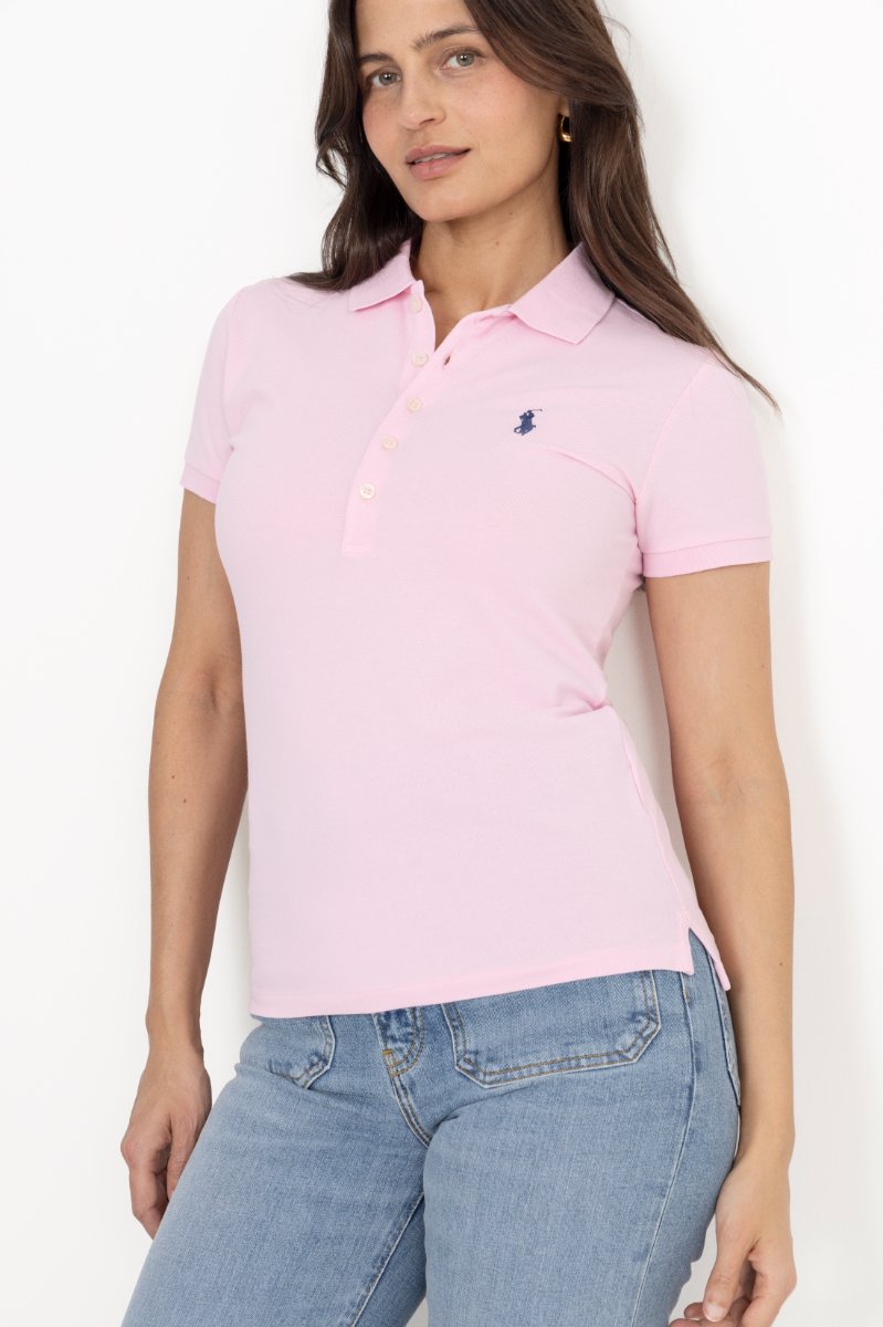Slim Fit Stretch Polo Shirt - Sunkissed Pink