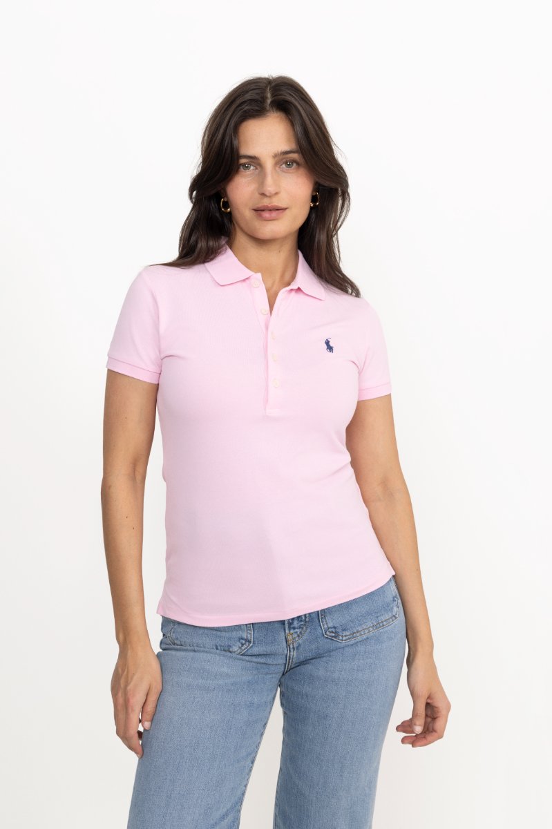 Slim Fit Stretch Polo Shirt - Sunkissed Pink