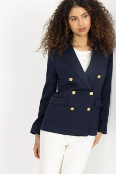 Double-Breasted Knit Blazer - Park Avenue Navy