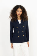 Double-Breasted Knit Blazer - Park Avenue Navy