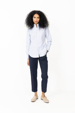 Stretch Slim Fit Striped Oxford Shirt - White/Heritage Royal