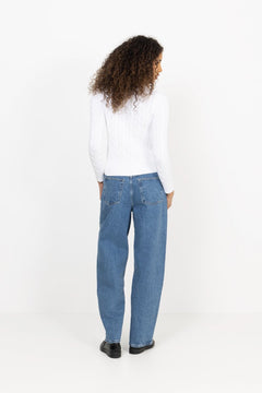 Cable-Knit Cotton Crewneck Cardigan - White