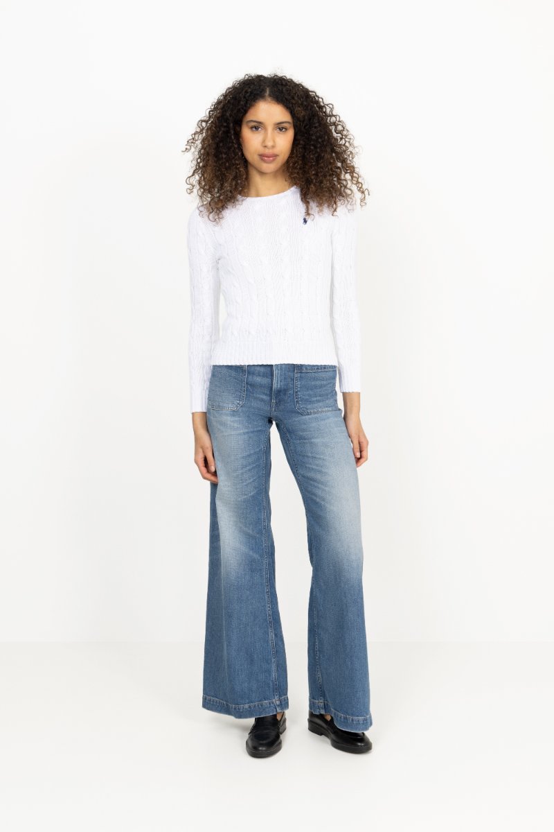 Julianna Long Sleeve Cotton Pullover - White