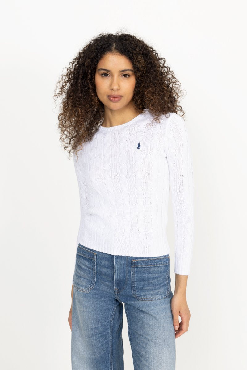 Julianna Long Sleeve Cotton Pullover - White