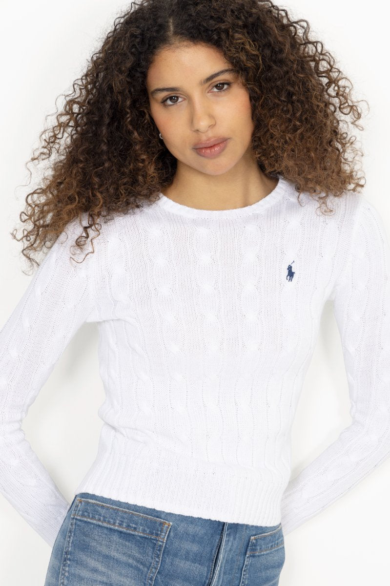 Julianna Long Sleeve Cotton Pullover - White