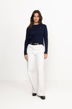 Julianna Long Sleeve Cotton Pullover - Hunter Navy