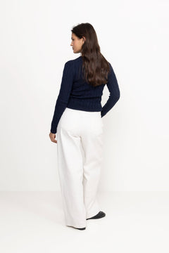 Julianna Long Sleeve Cotton Pullover - Hunter Navy