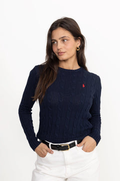 Julianna Long Sleeve Cotton Pullover - Hunter Navy