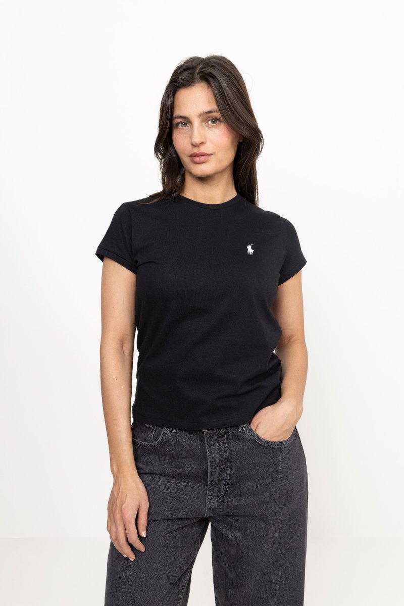 Cotton Jersey Crewneck T-Shirt - Polo Black