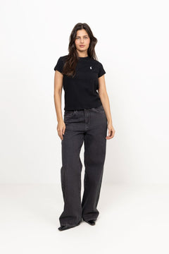 Cotton Jersey Crewneck T-Shirt - Polo Black