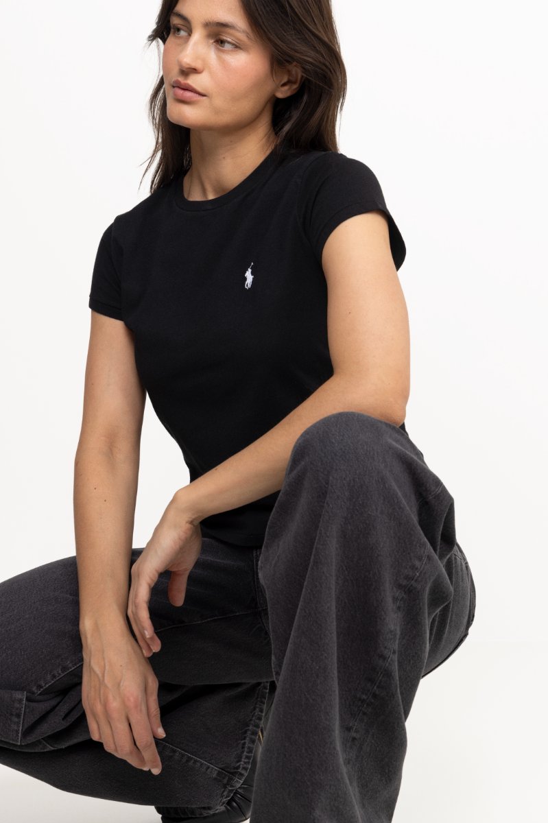 Cotton Jersey Crewneck T-Shirt - Polo Black