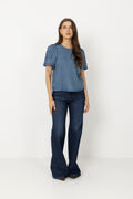 Tillycc Emb Ss Blouse - Denim Blue