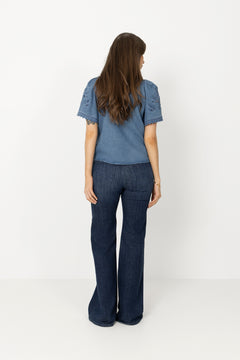 Tillycc Emb Ss Blouse - Denim Blue