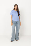 Terancc Stripe Ss Blouse - Pale Blue