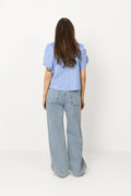 Terancc Stripe Ss Blouse - Pale Blue