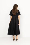 Poppycc Emb Pleat Dress - Black
