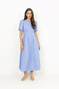 Terancc Stripe Pleat Dress - Pale Blue