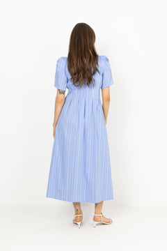 Terancc Stripe Pleat Dress - Pale Blue