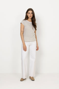 Fine Jersey Stripe Teasy Tee Fav - Brilliant White/Overland Trek