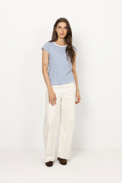 Fine Jersey Stripe Teasy Tee Fav - Brilliant White/Bright Cobalt