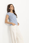 Fine Jersey Stripe Teasy Tee Fav - Brilliant White/Bright Cobalt