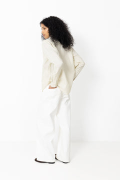 Ander Cotton Crelly Shirt - Pinstripe/Almond Oil