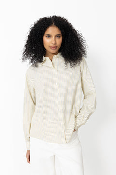 Ander Cotton Crelly Shirt - Pinstripe/Almond Oil