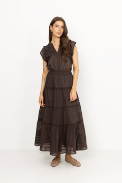 Jayla S Voile Top - Dark Brown