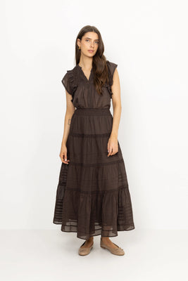 Jayla S Voile Top - Dark Brown