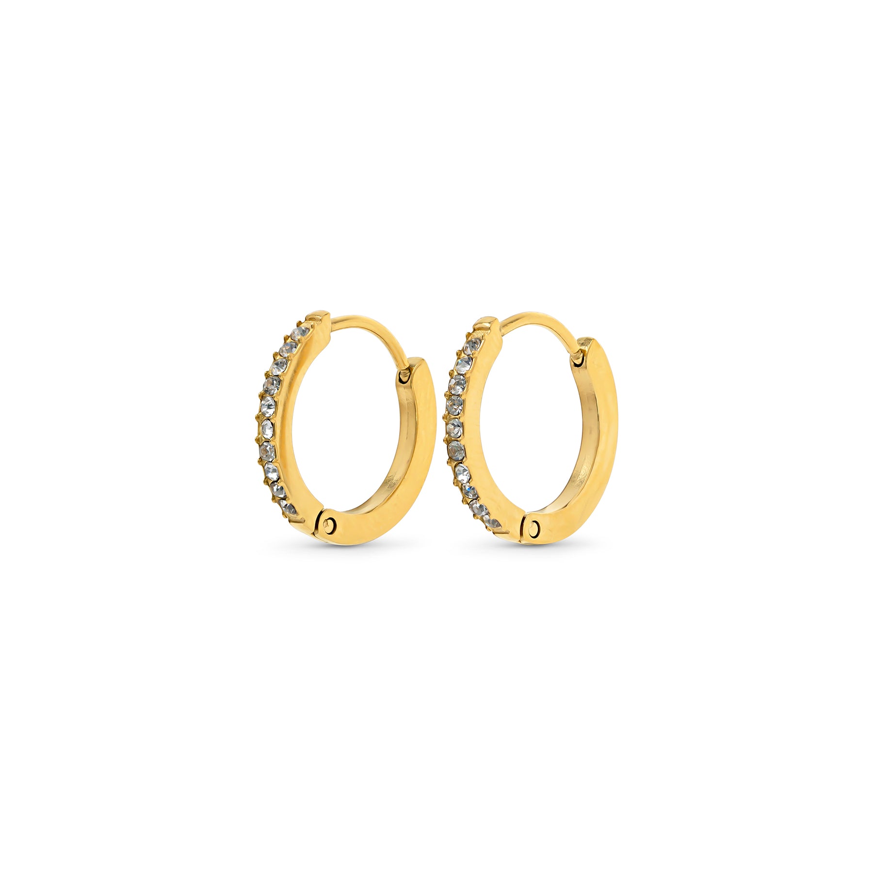 Nilea Crystal Hoop Earrings - Gold