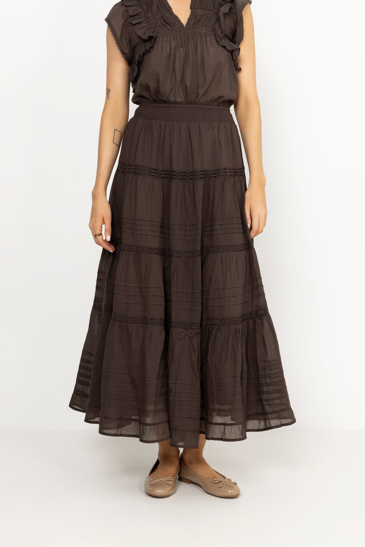 Felicia S Voile Skirt - Dark Brown