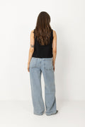 Svetlana Linen Top - Black