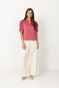Roella Heavy Sateen Blouse - Cherry Pink