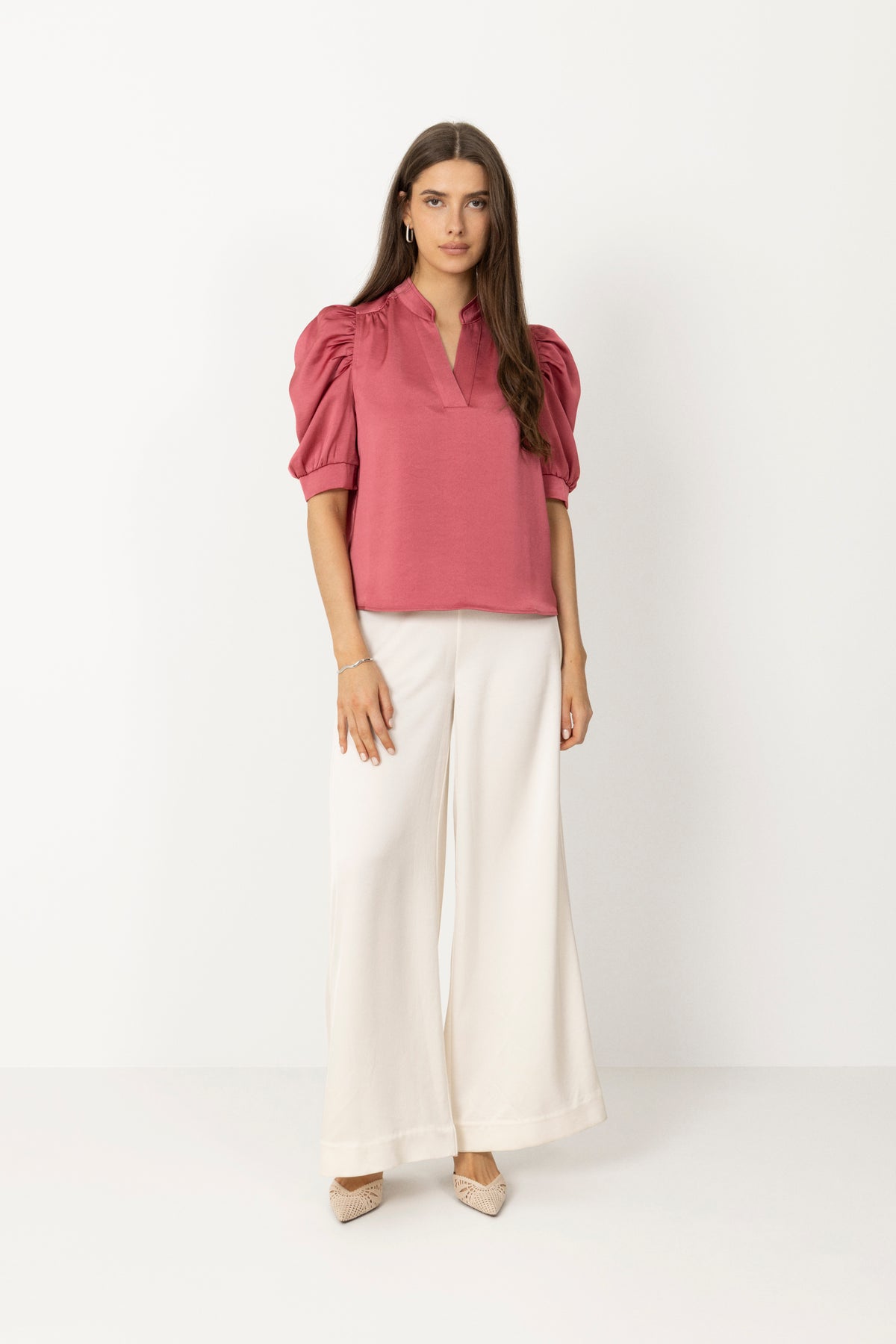 Roella Heavy Sateen Blouse - Cherry Pink