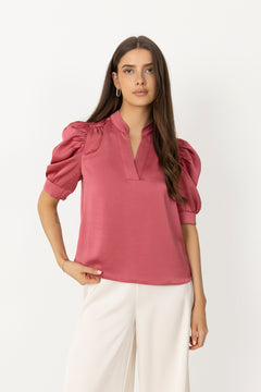Roella Heavy Sateen Blouse - Cherry Pink