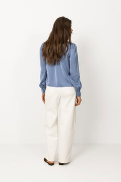 Rosslyn Heavy Sateen Blouse - Smoke Blue
