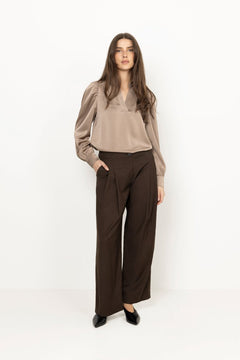 Rosslyn Heavy Sateen Blouse - Dark Taupe