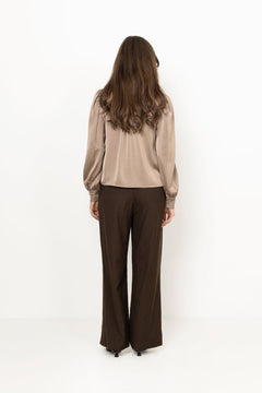 Rosslyn Heavy Sateen Blouse - Dark Taupe