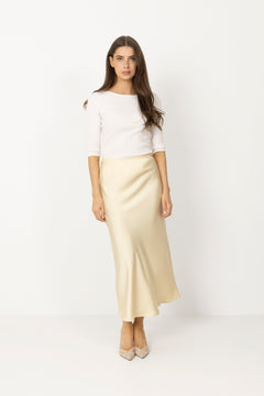 Vicky Heavy Sateen Skirt - Light Yellow