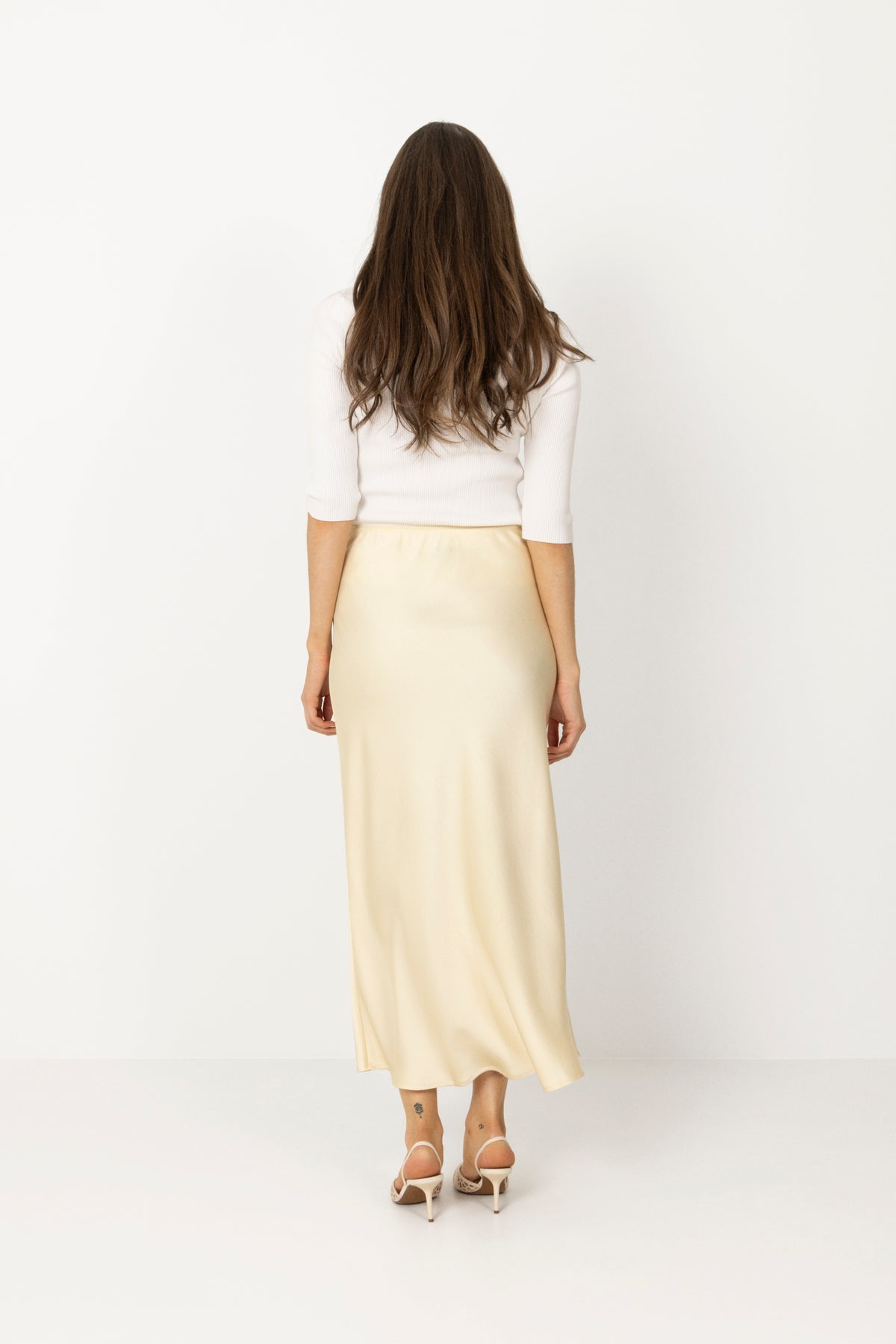 Vicky Heavy Sateen Skirt - Light Yellow