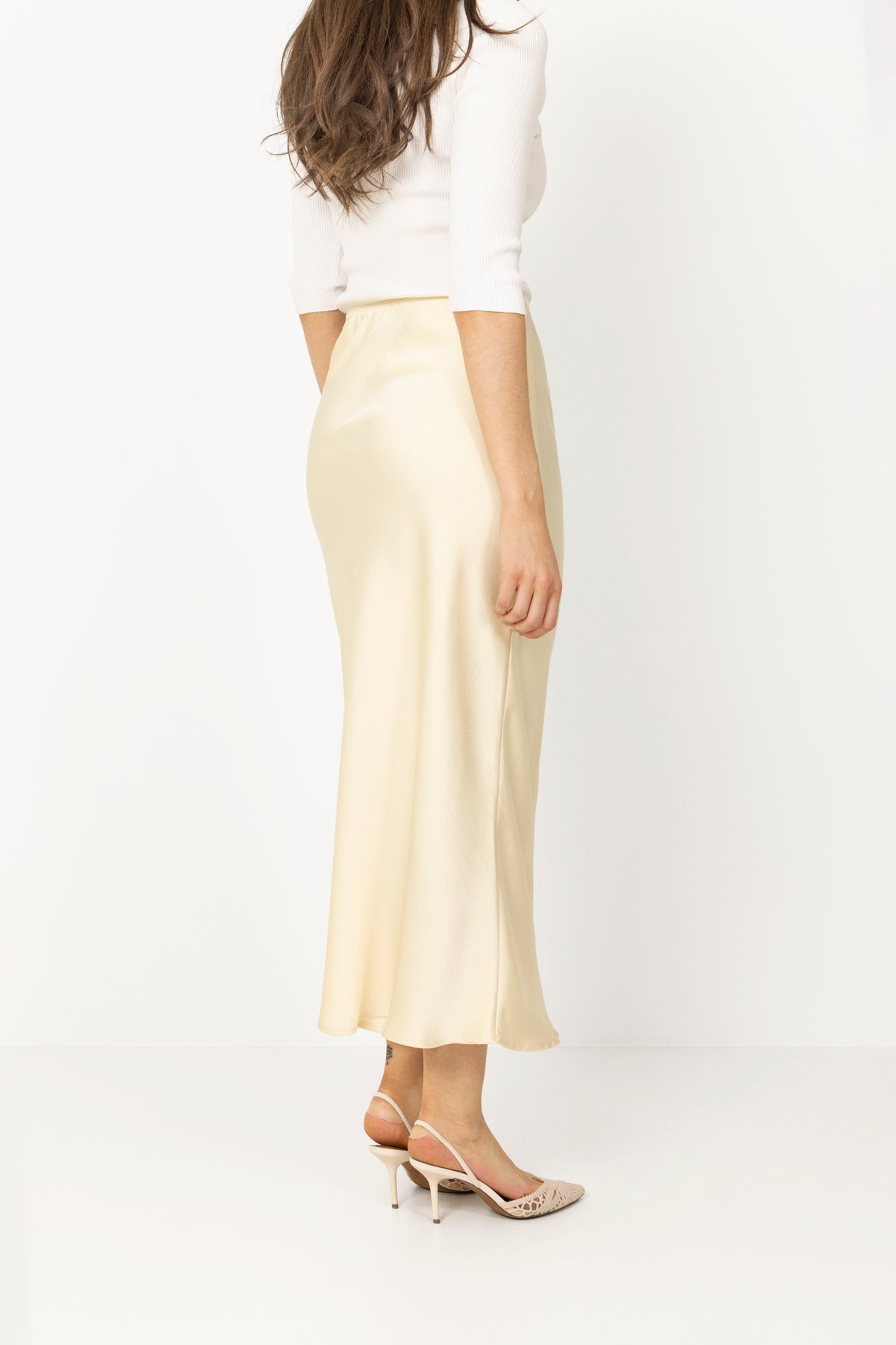 Vicky Heavy Sateen Skirt - Light Yellow