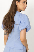 Irina Poplin Blouse - Sky Blue