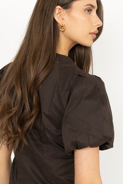 Irina Poplin Blouse - Chocolate Brown