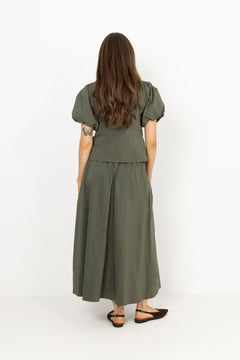 Irina Poplin Blouse - Army